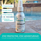 Utilisation en camping et randonnée avec le spray anti-insectes Mambino Organics.