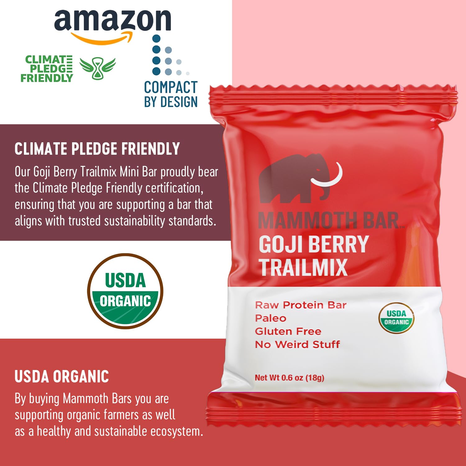 Mammoth Bar Goji Berry Trail Mini Bar: texture croquante pour un plaisir satisfaisant.