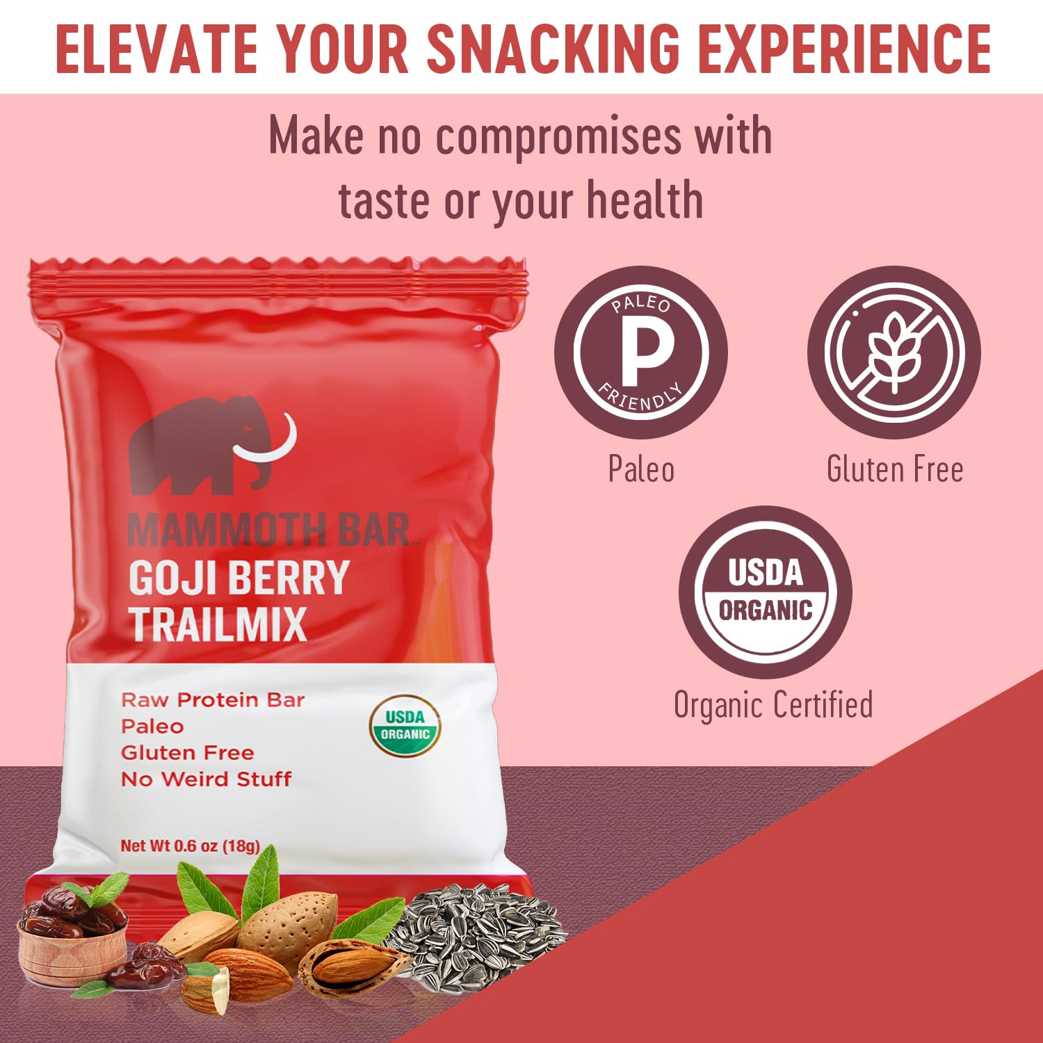 Mammoth Bar Goji Berry Trail Mini Bar: usage en déplacement pour énergie rapide.