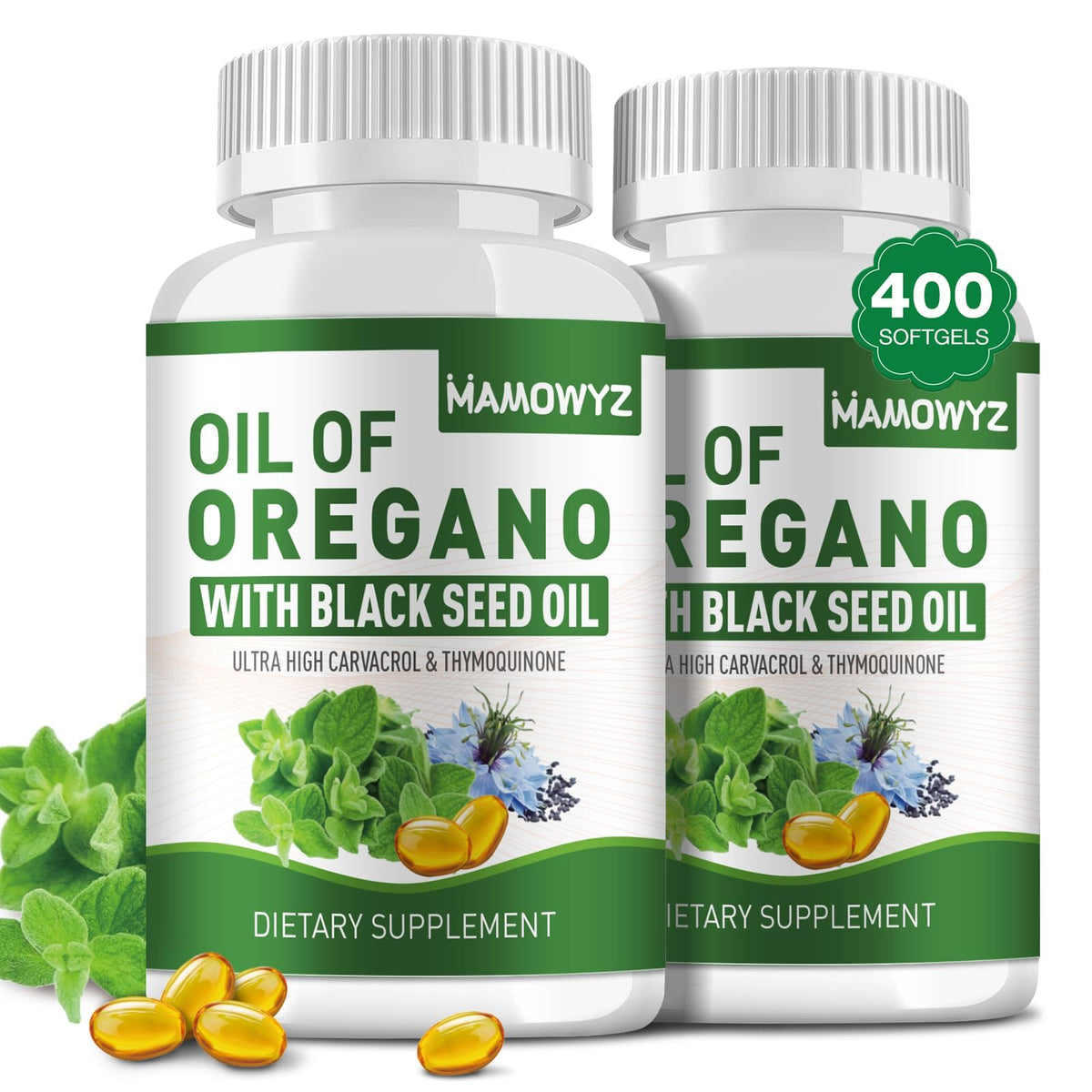 MAMOWYZ huile d'origan et nigelle – bouteille pratique pour usage quotidien