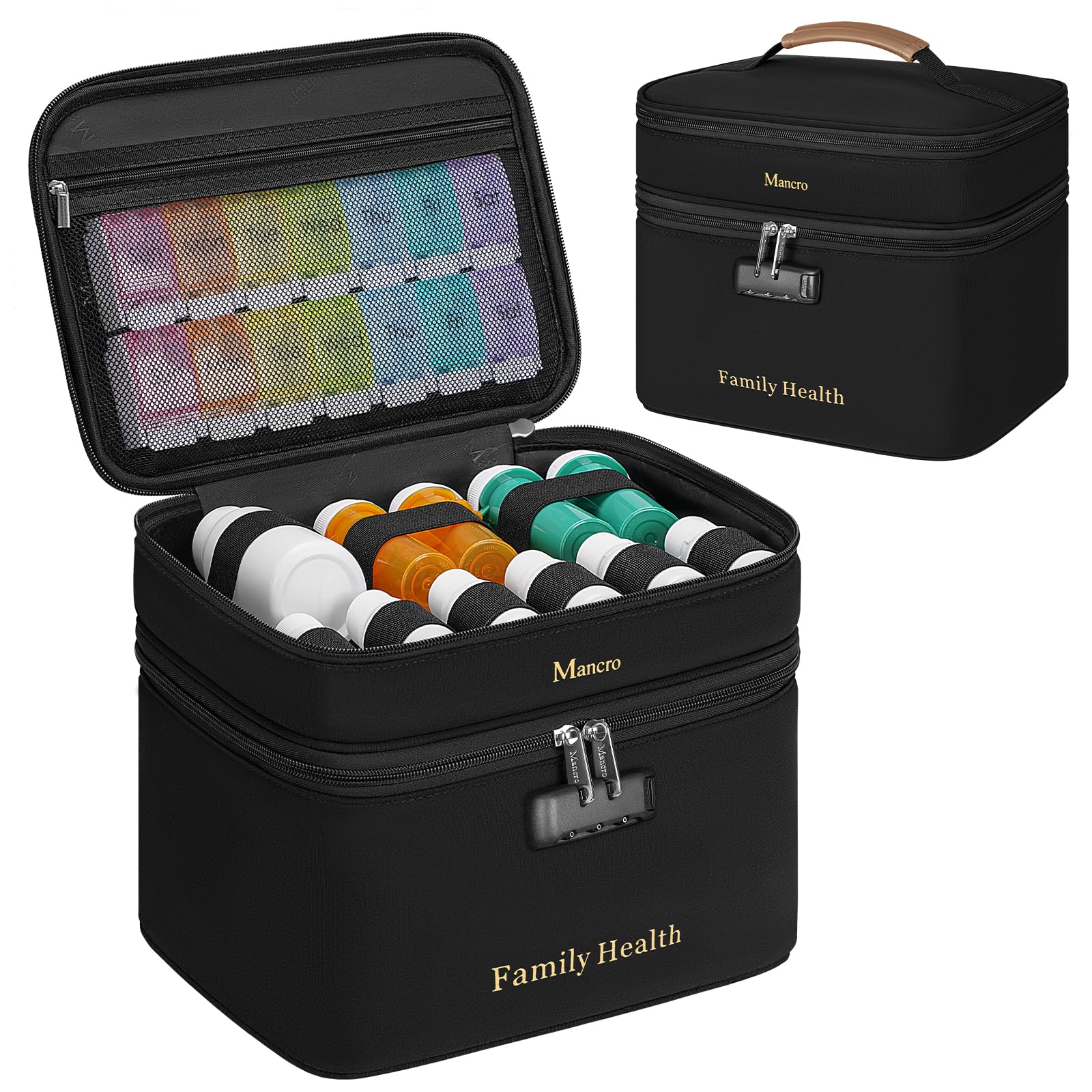 Mancro sac medicaments deux couches pour une organisation claire et pratique.