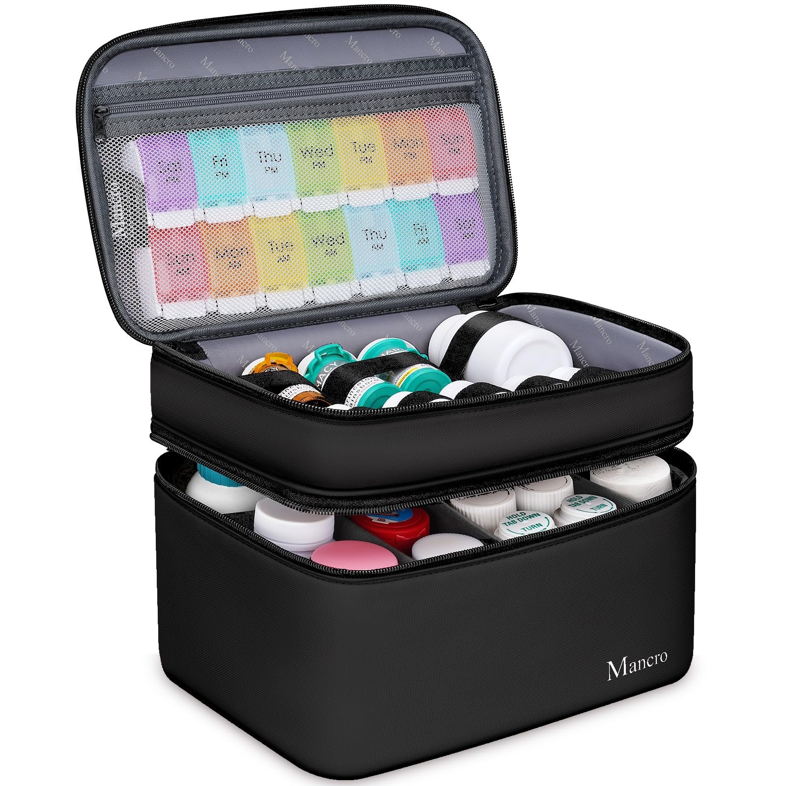 Mancro sac-medicaments double-couches pour ranger bouteilles facilement