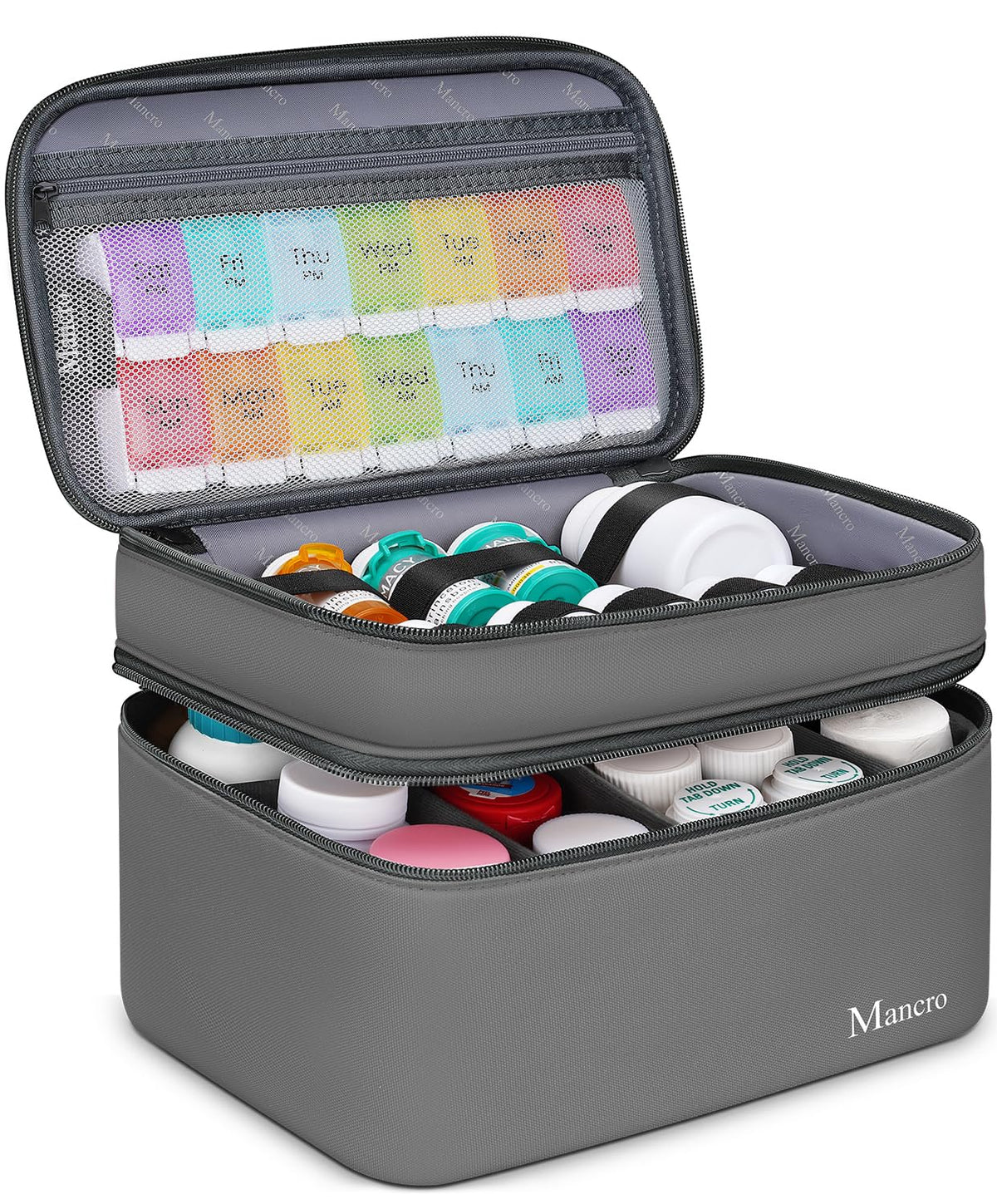 Trousse Mancro vide avec fermeture verrouillable pour organiser les pilules