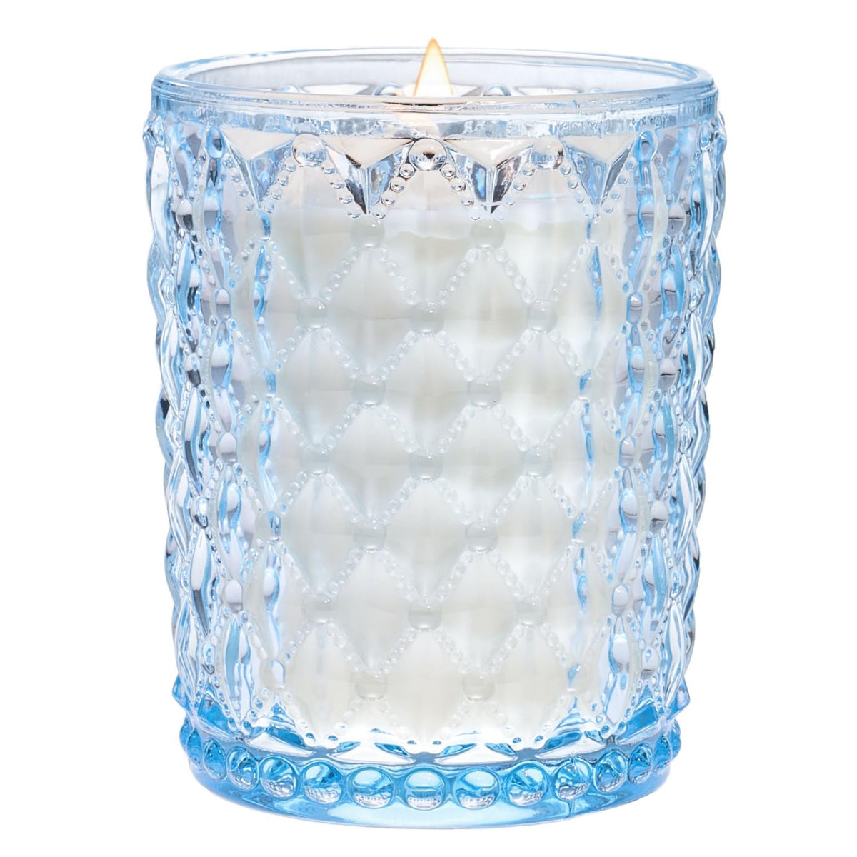 Bougie M&SENSE Poire Freesia sur support décoratif, ambiance cosy