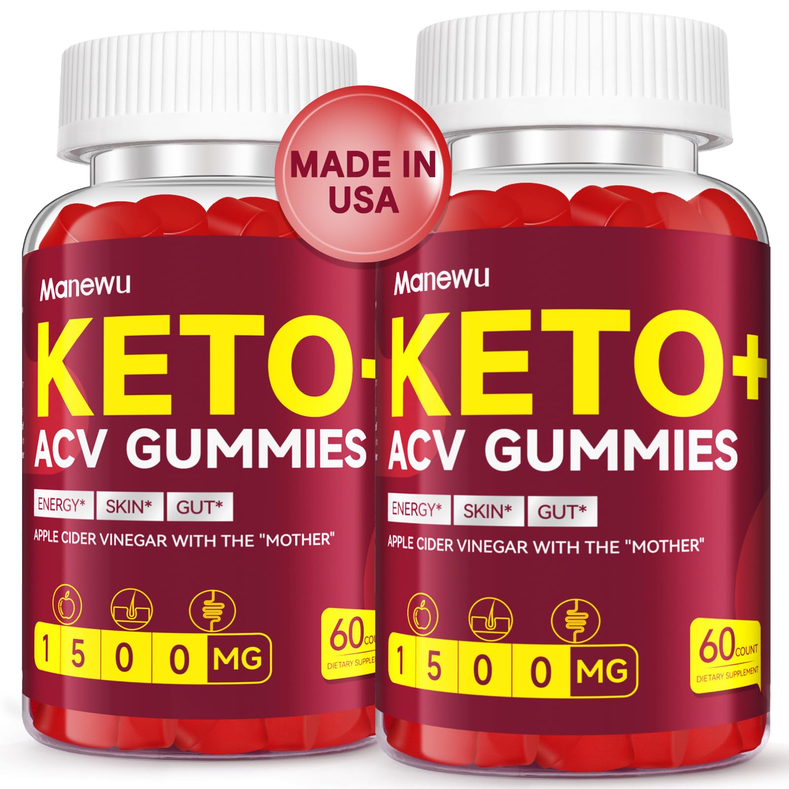 Gommes Manewu Keto ACV dans le pot, goût agréable et pratique pour le régime keto.