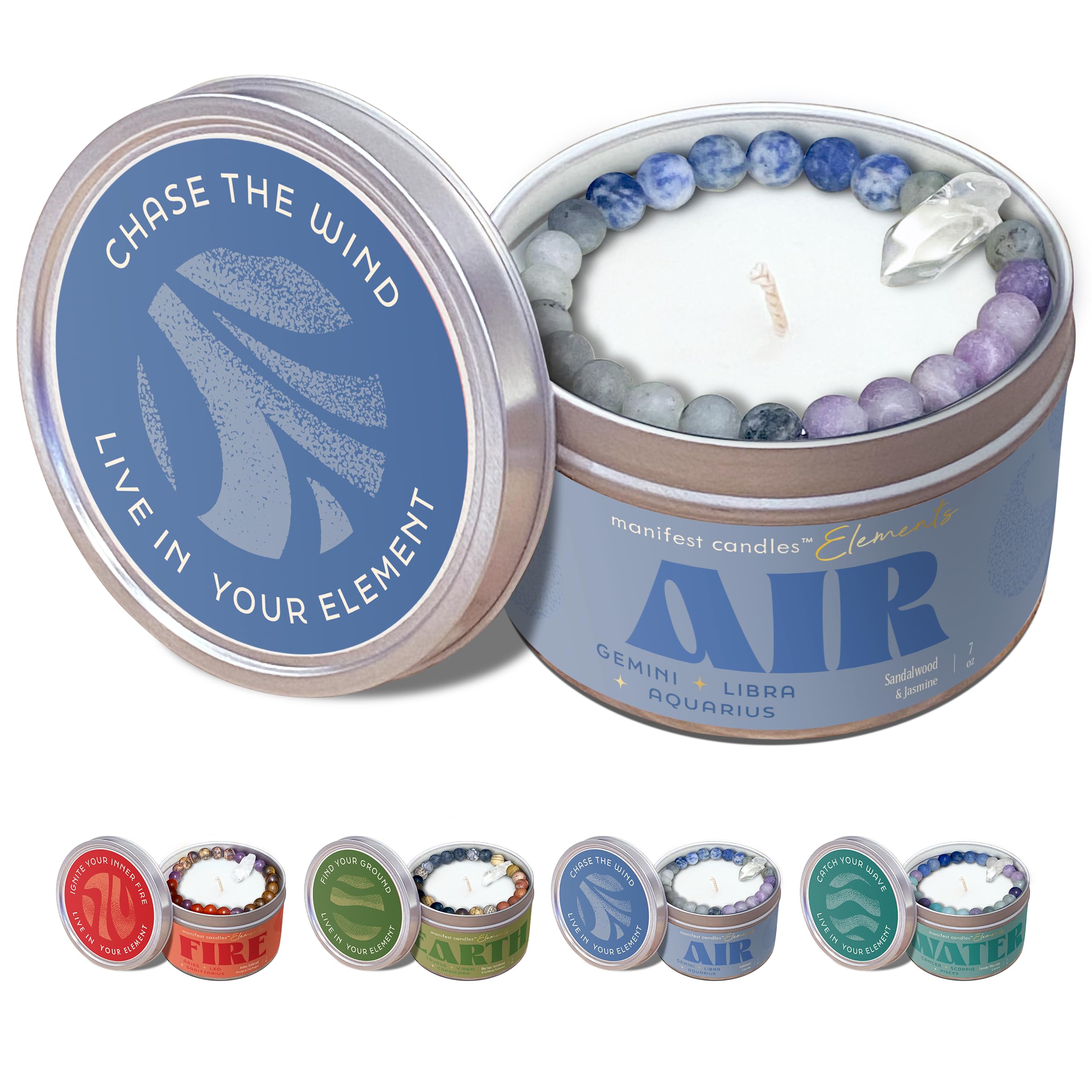 MANIFEST CANDLES Bougie Zodiac Air Aquarius – ambiance méditative et clarté d'esprit