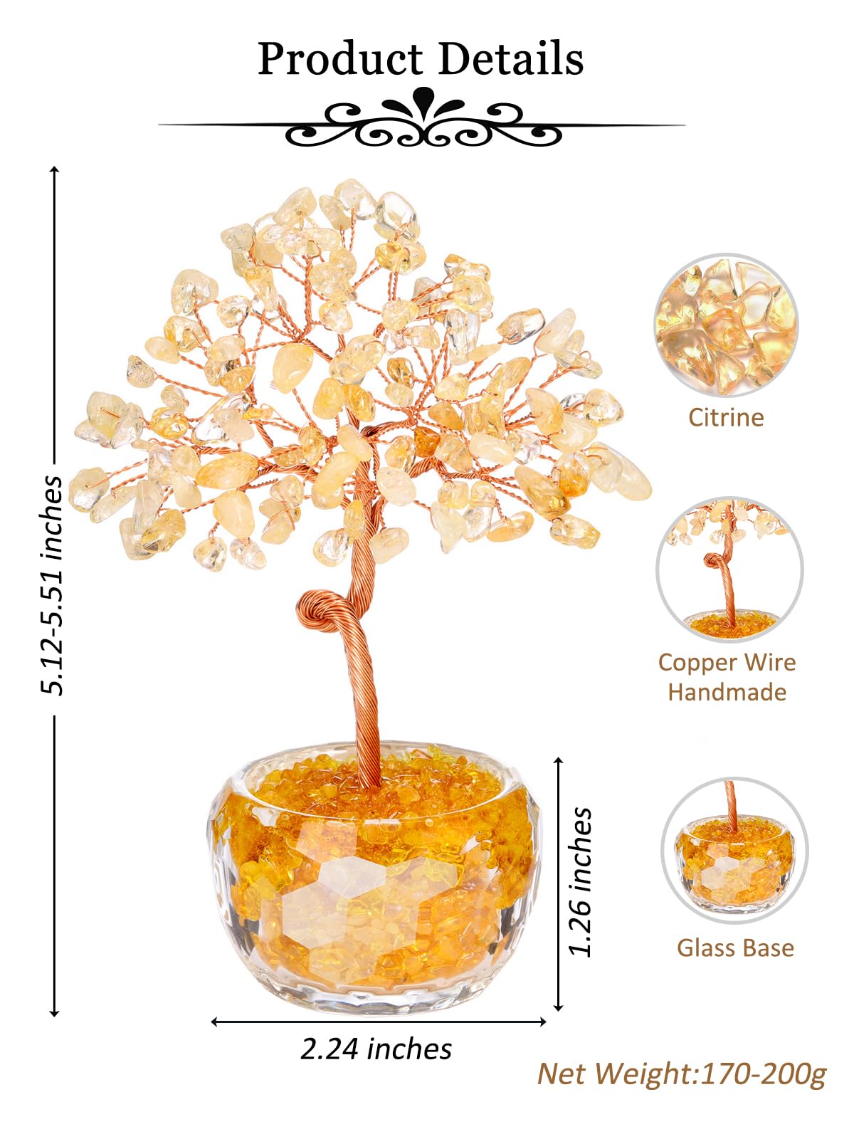 MANIFO Arbre Citrine, décoration de salon apaisante et chic