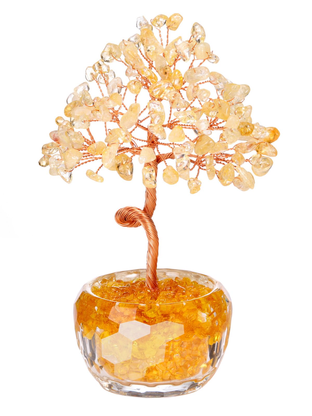 MANIFO arbre cristal Citrine avec bol en verre, ambiance chaleureuse