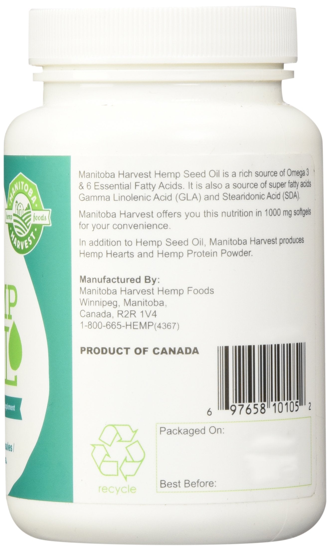 Manitoba Harvest bouteille softgel huile de chanvre : prise simple au quotidien.