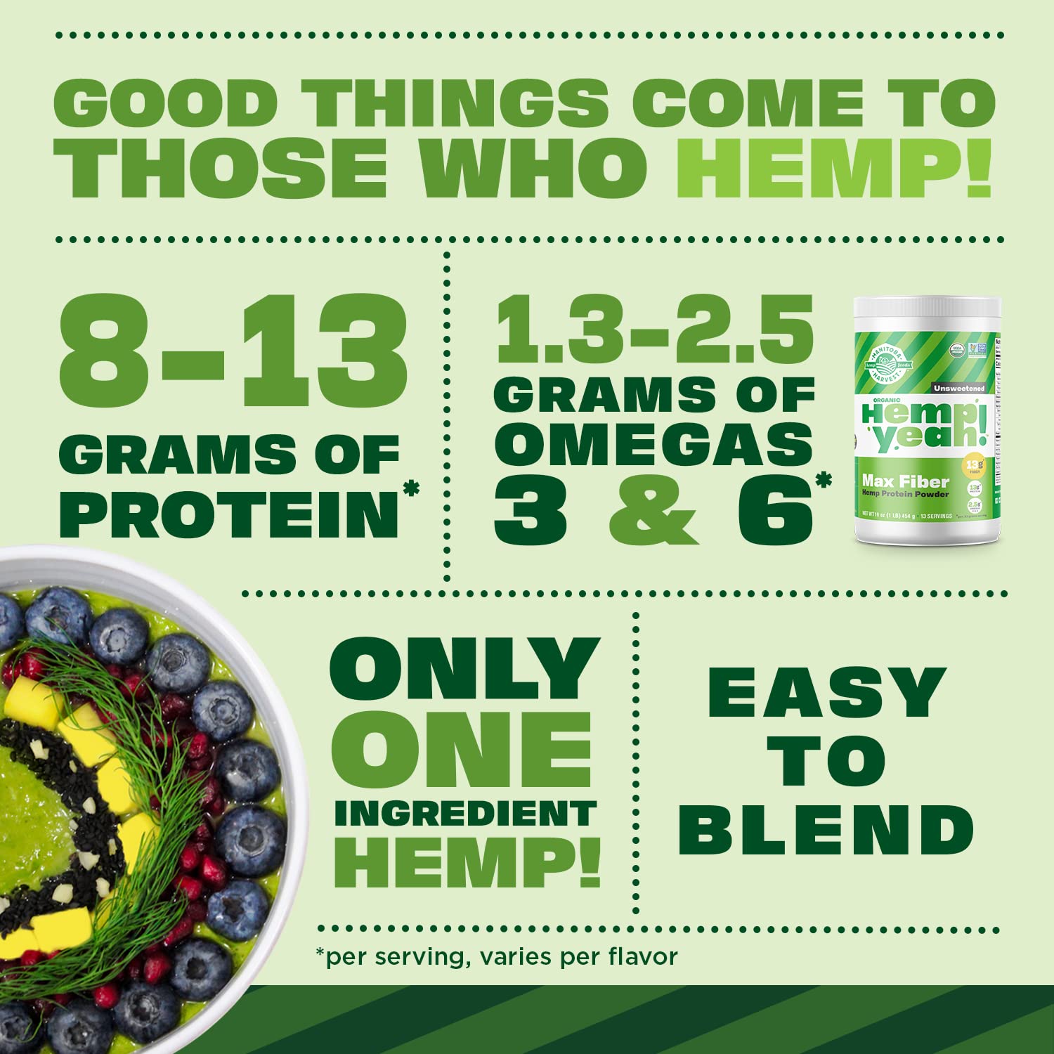 Manitoba Harvest Hemp PRO FIBER ingrédient unique, sans additifs.