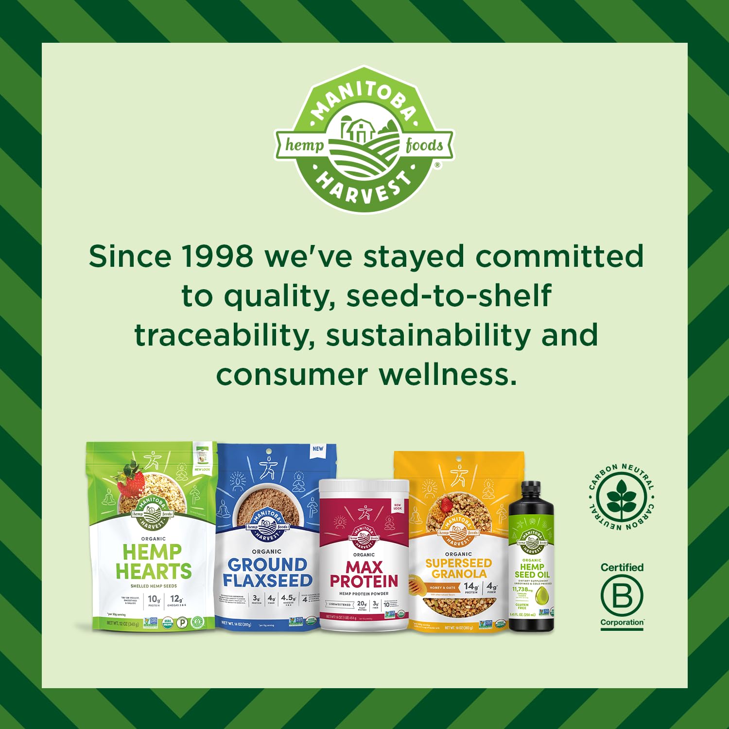 Huile de chanvre Manitoba Harvest — produit de qualité, sans OGM et sans gluten.