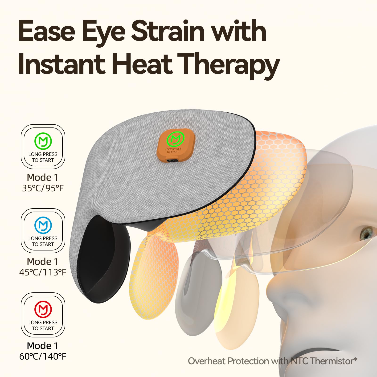 Réglage de température du masque yeux Manna Joy pour un confort personnalisé