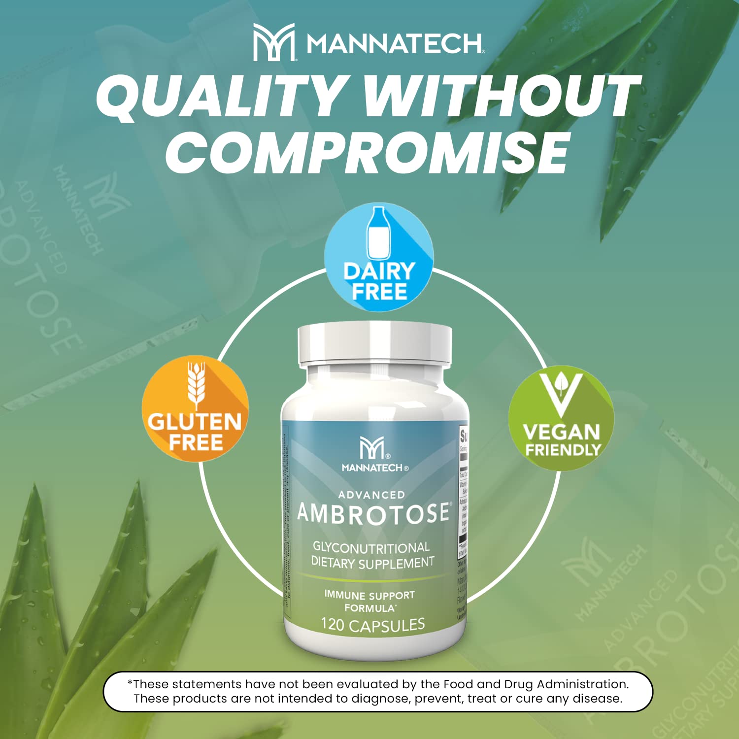 Mannatech Ambrotose – etiquette lisible renseignant les informations produit.