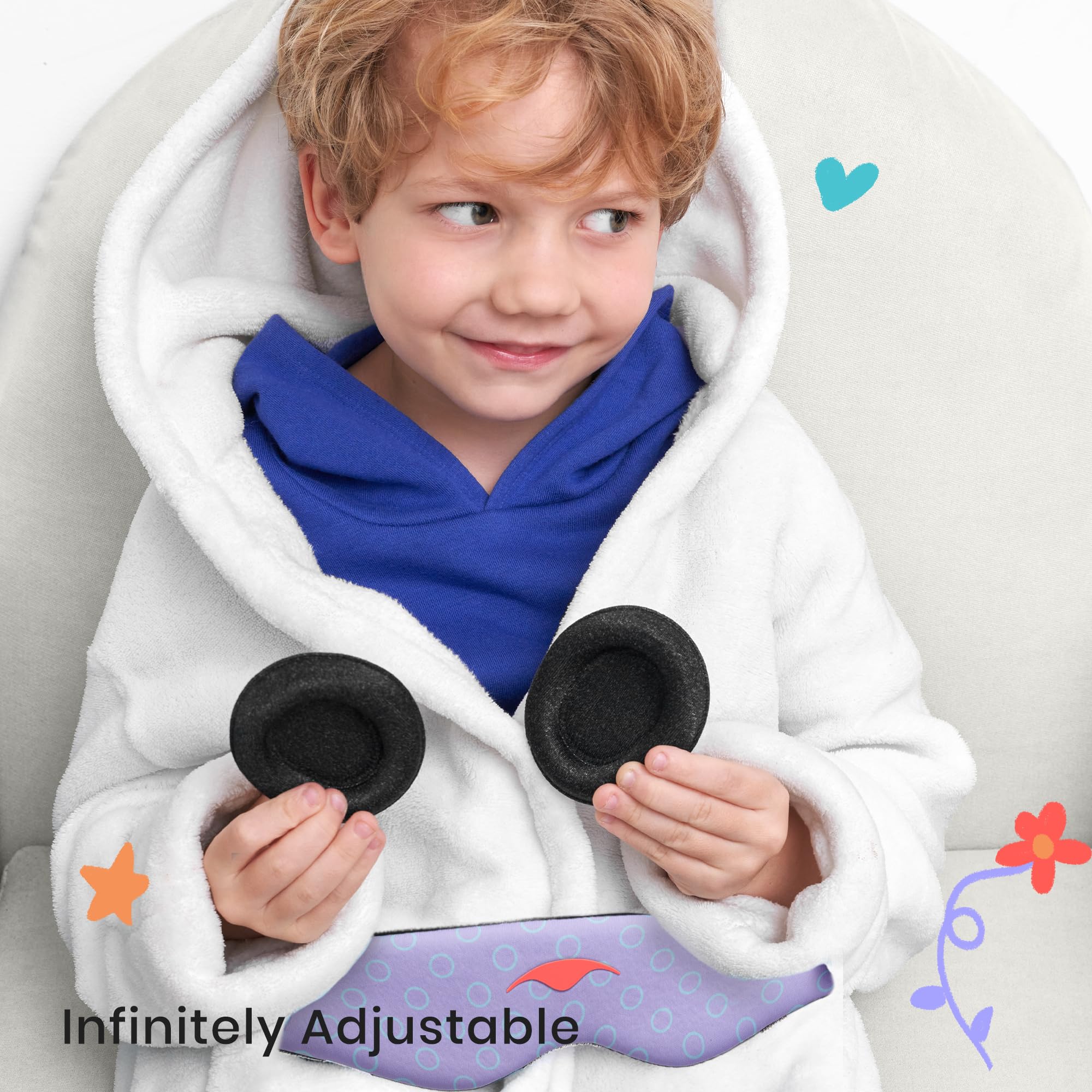 Texture douce et respirante du masque Manta Sleep pour enfant Periwinkle.