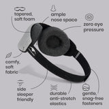 Masque Manta Slim, idéal en voyage, occultation fiable et compacte.