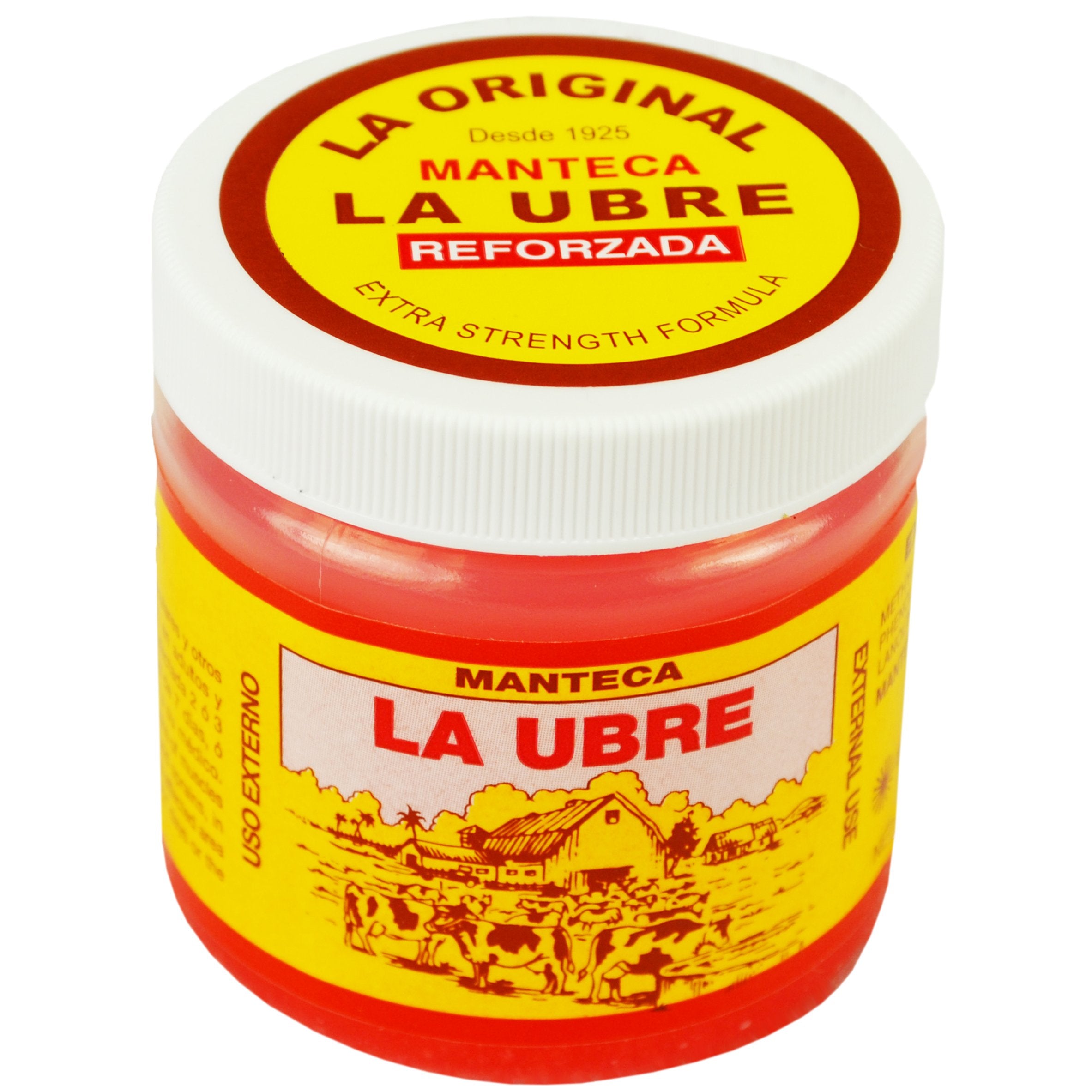 MANTECA Ubre Rouge – étiquette détaillée montrant la formule extraforte et l’usage externe.