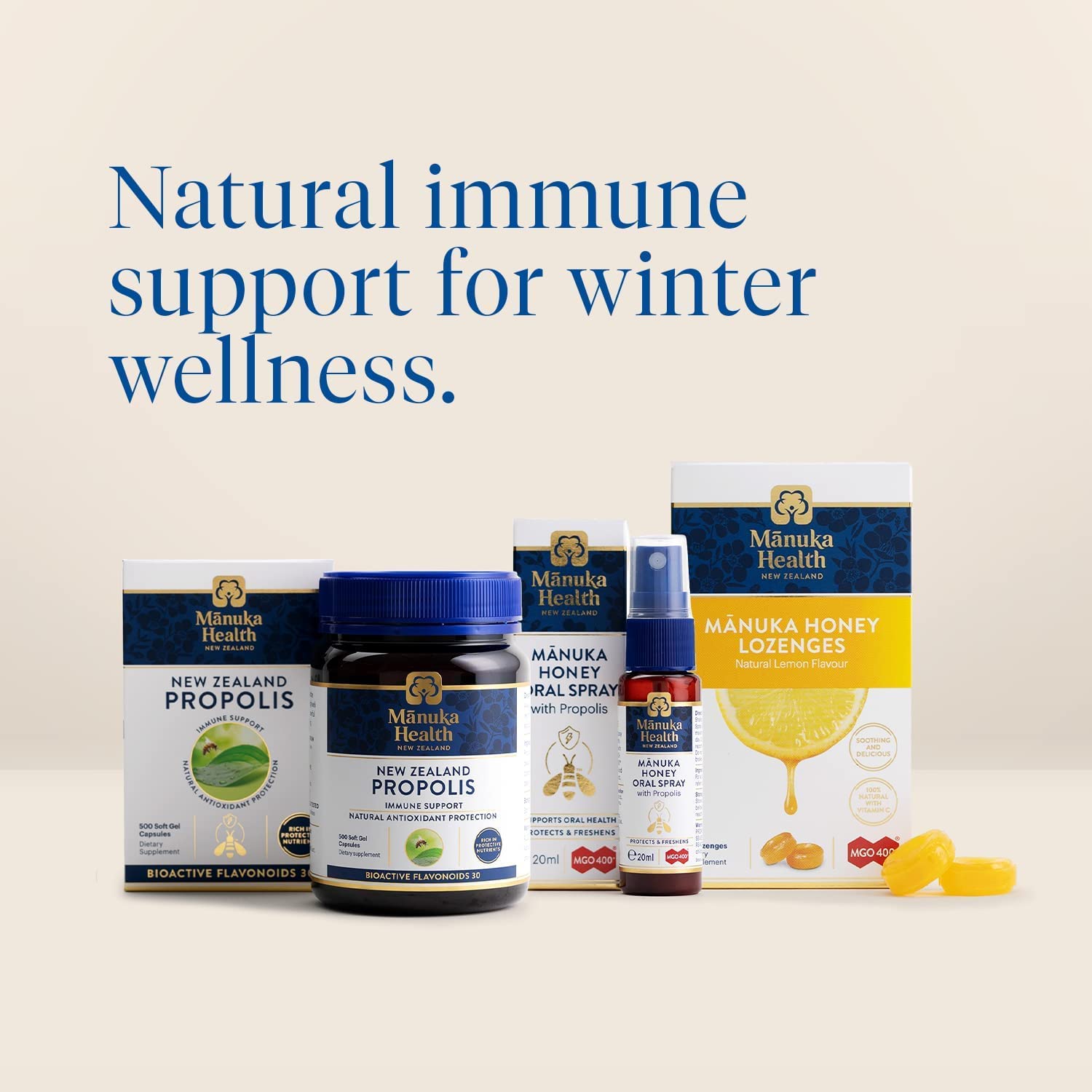 Pastilles Manuka Health au miel de Manuka citron, format individuel pratique