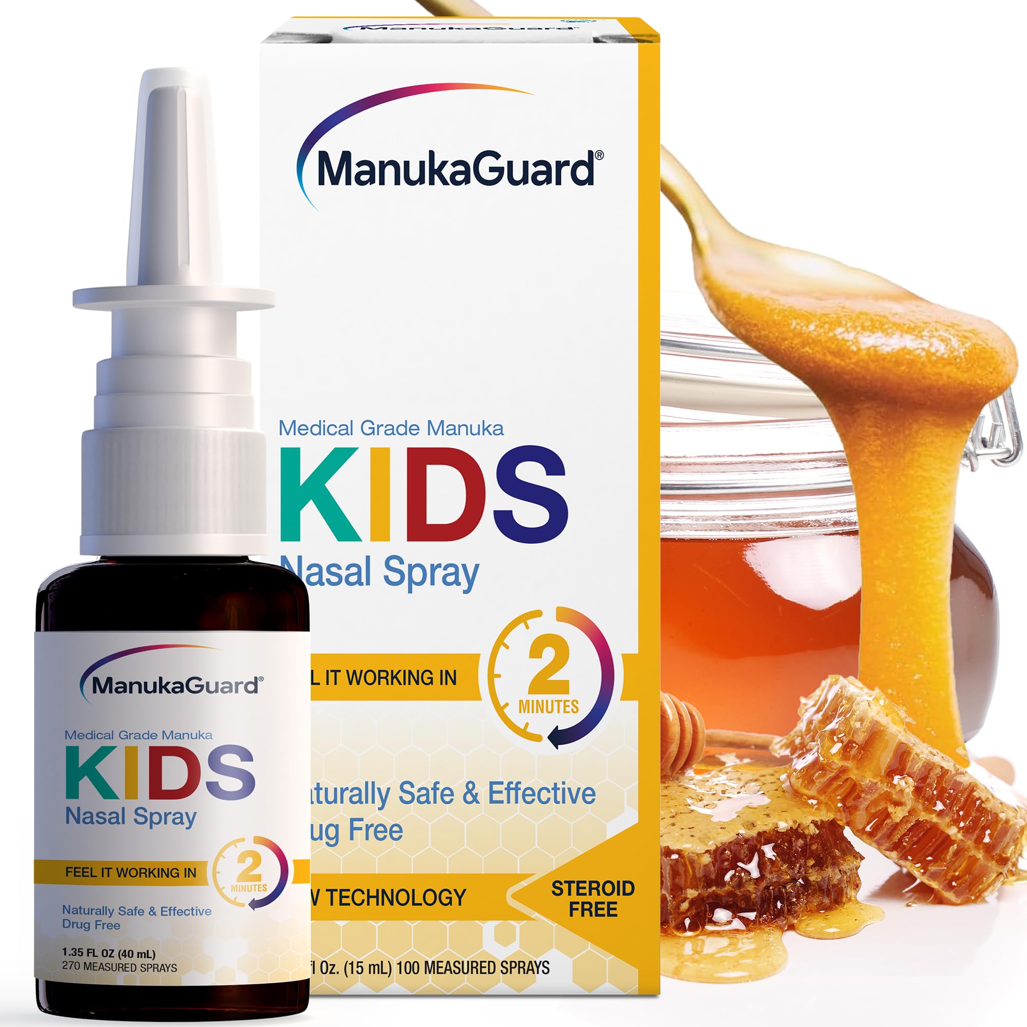 ManukaGuard Kids Spray nasal, bouteille: soutien possible pour le confort nasal des enfants.
