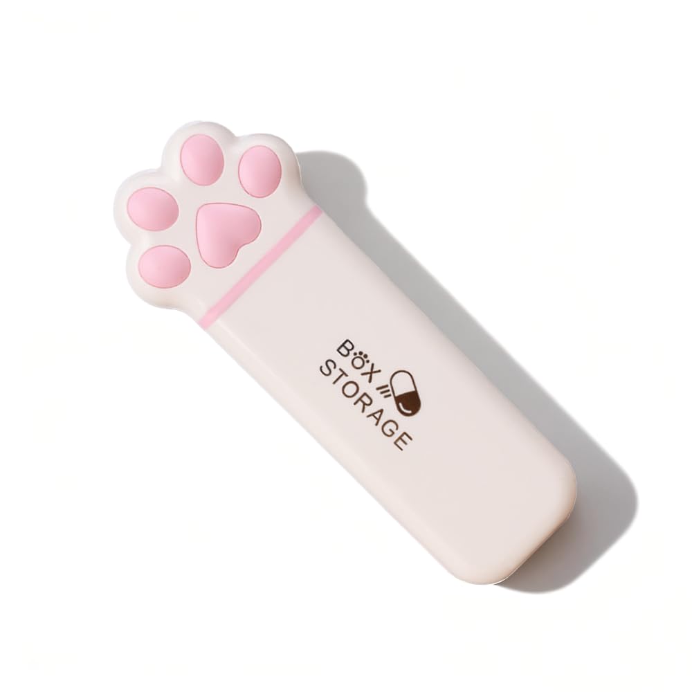 Maobuli étui pilules rose avec patte de chat, pratique en déplacement.