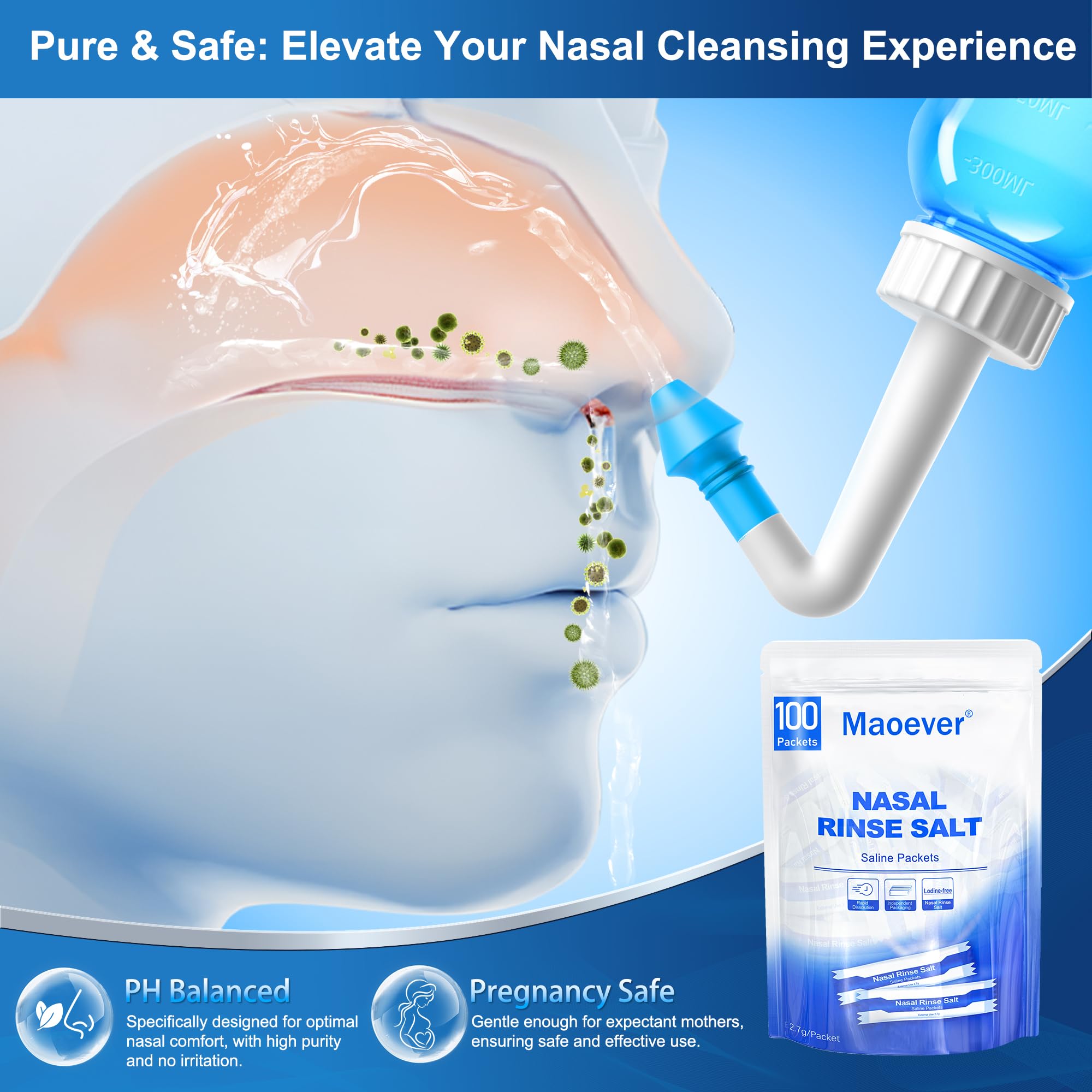 Mesure précise MAOEVER: 2,7 g dans 300 ml d'eau.