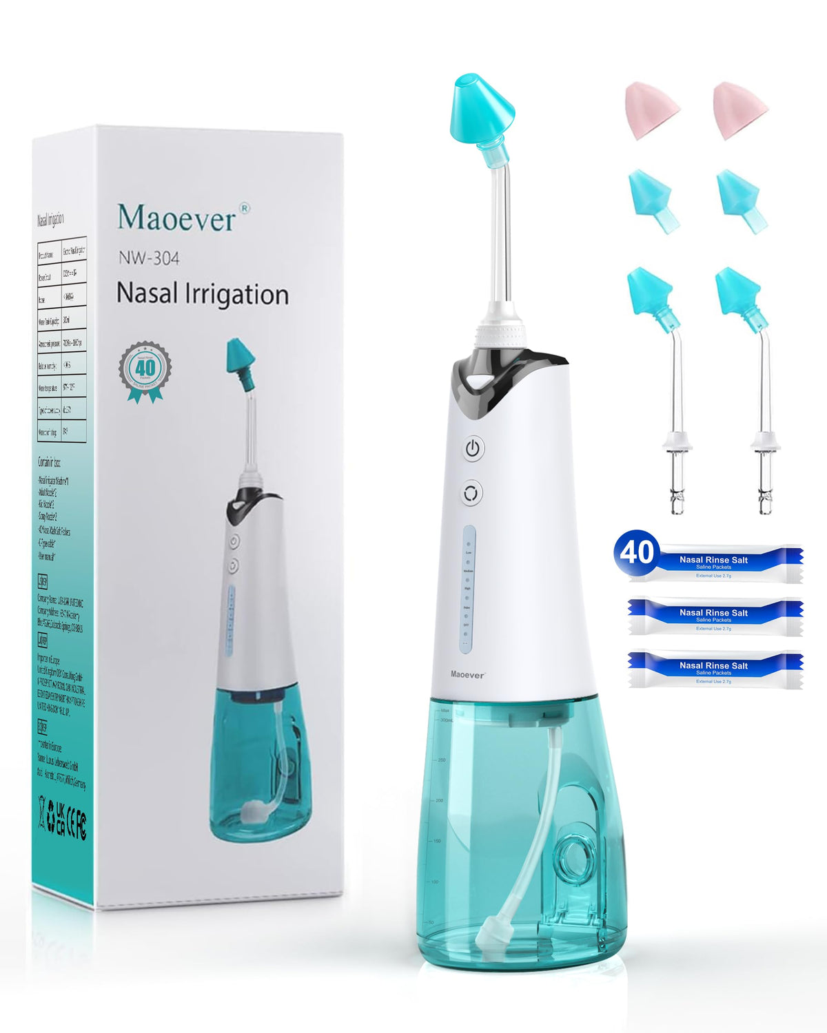 MAOEVER système d'irrigation nasale, bouteille réutilisable pour un rinçage nasal quotidien.