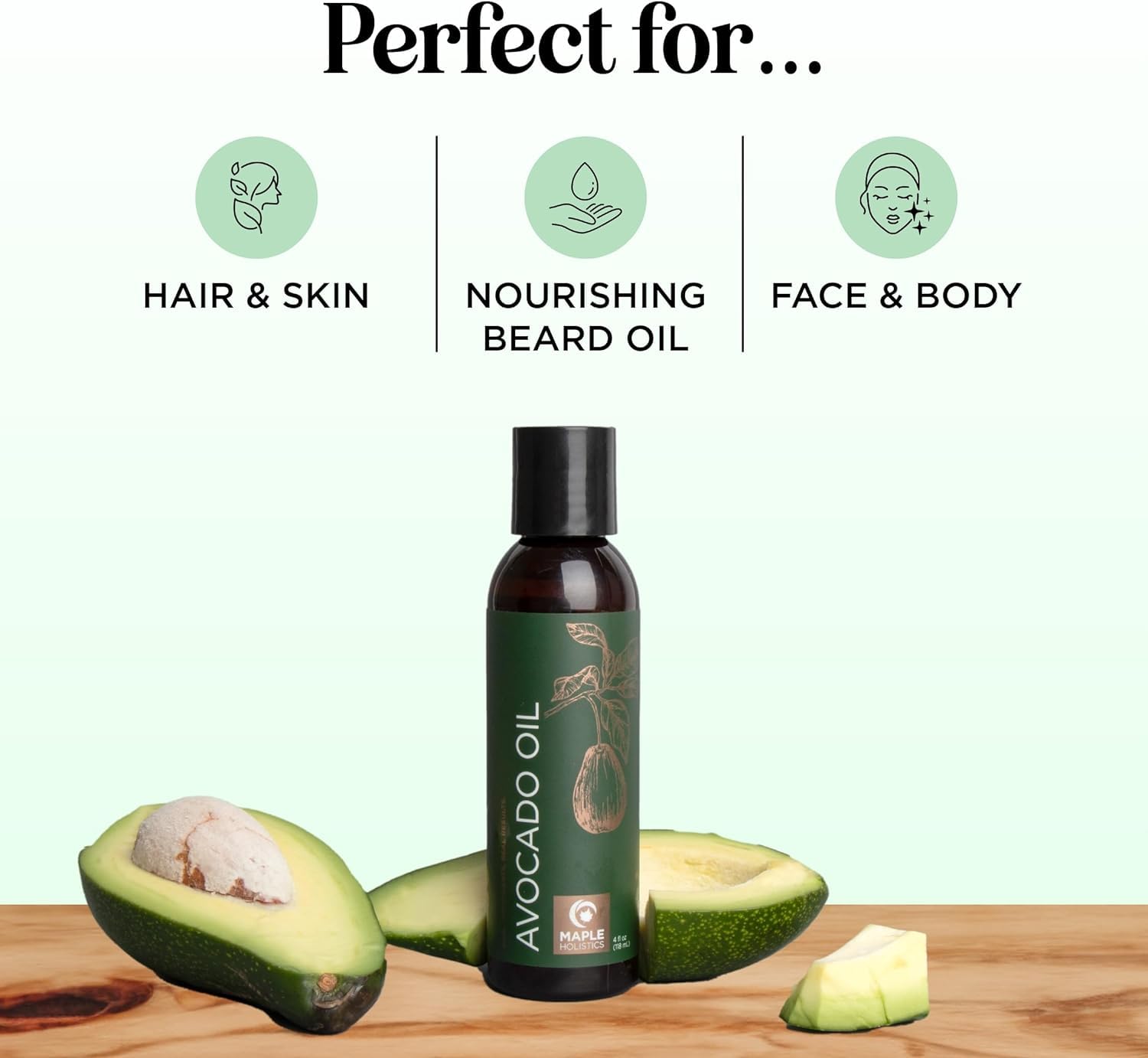 Maple Holistics Avocat Huile – application sur cheveux pour nourrir et revitaliser.
