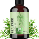 Maple Holistics huile arbre à thé en flacon pipette pour application topique pratique.