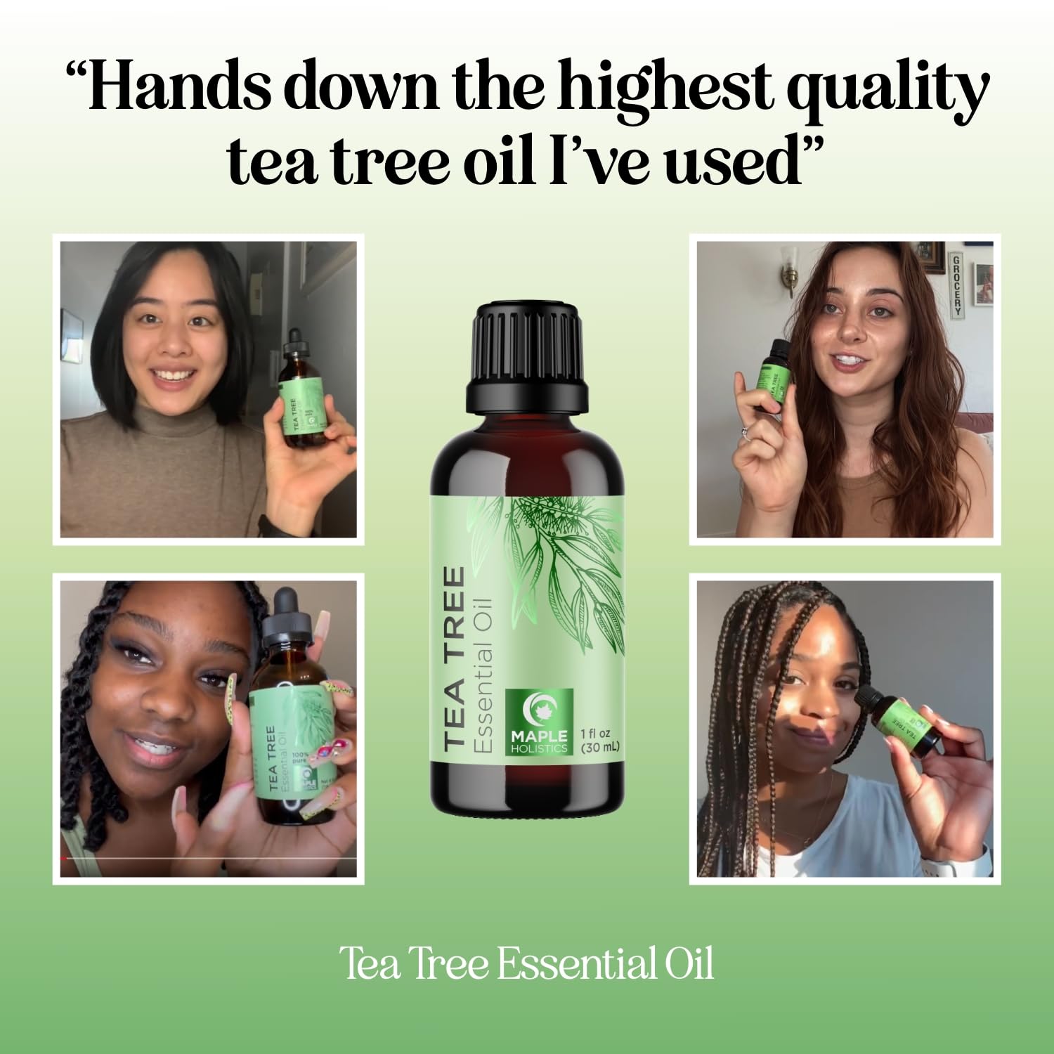 Maple Holistics huile arbre à thé diffusion aromathérapie apaisante.