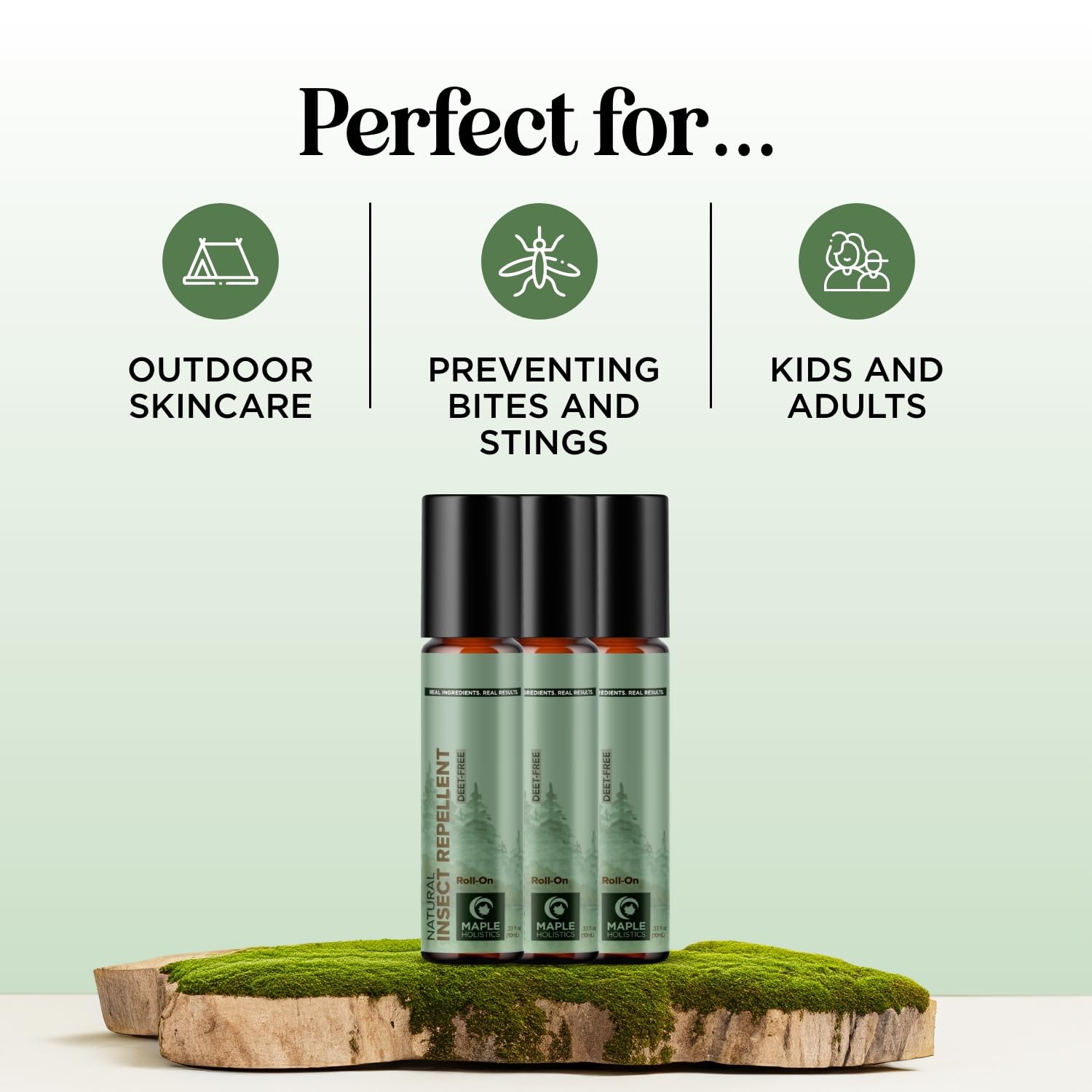Lot de 3 sticks répulsifs Maple Holistics, parfait pour les voyages.