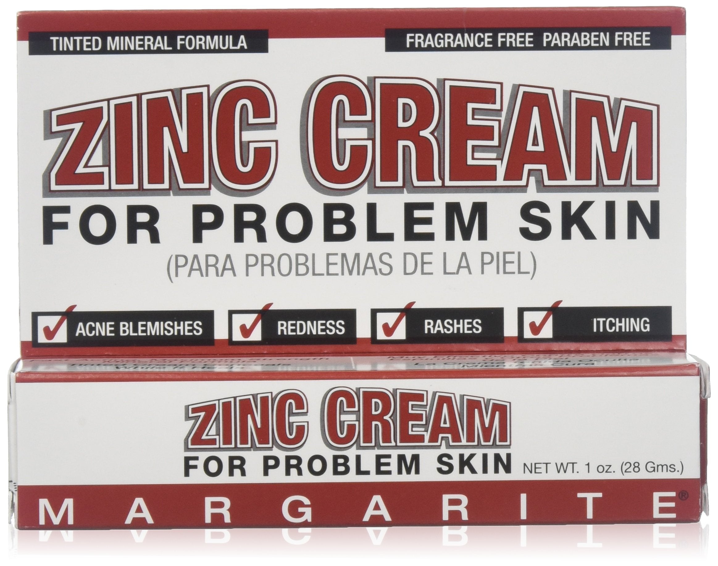 Margarite Crème Zinc 1 oz, emballage pratique et application facile pour irritations cutanées.