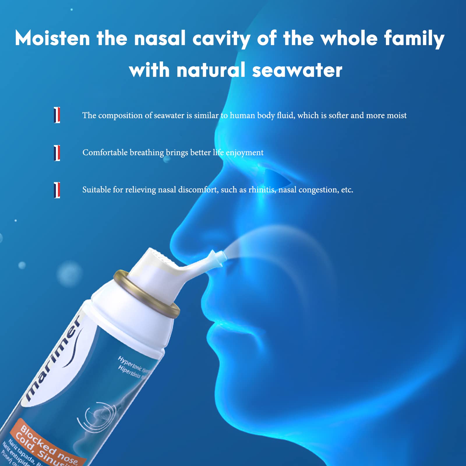 Système de spray hygiénique Marimer avec embout sûr et facile à nettoyer.