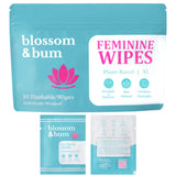 Lingettes Blossom-Bum, portable, pour une fraîcheur rapide en déplacement.