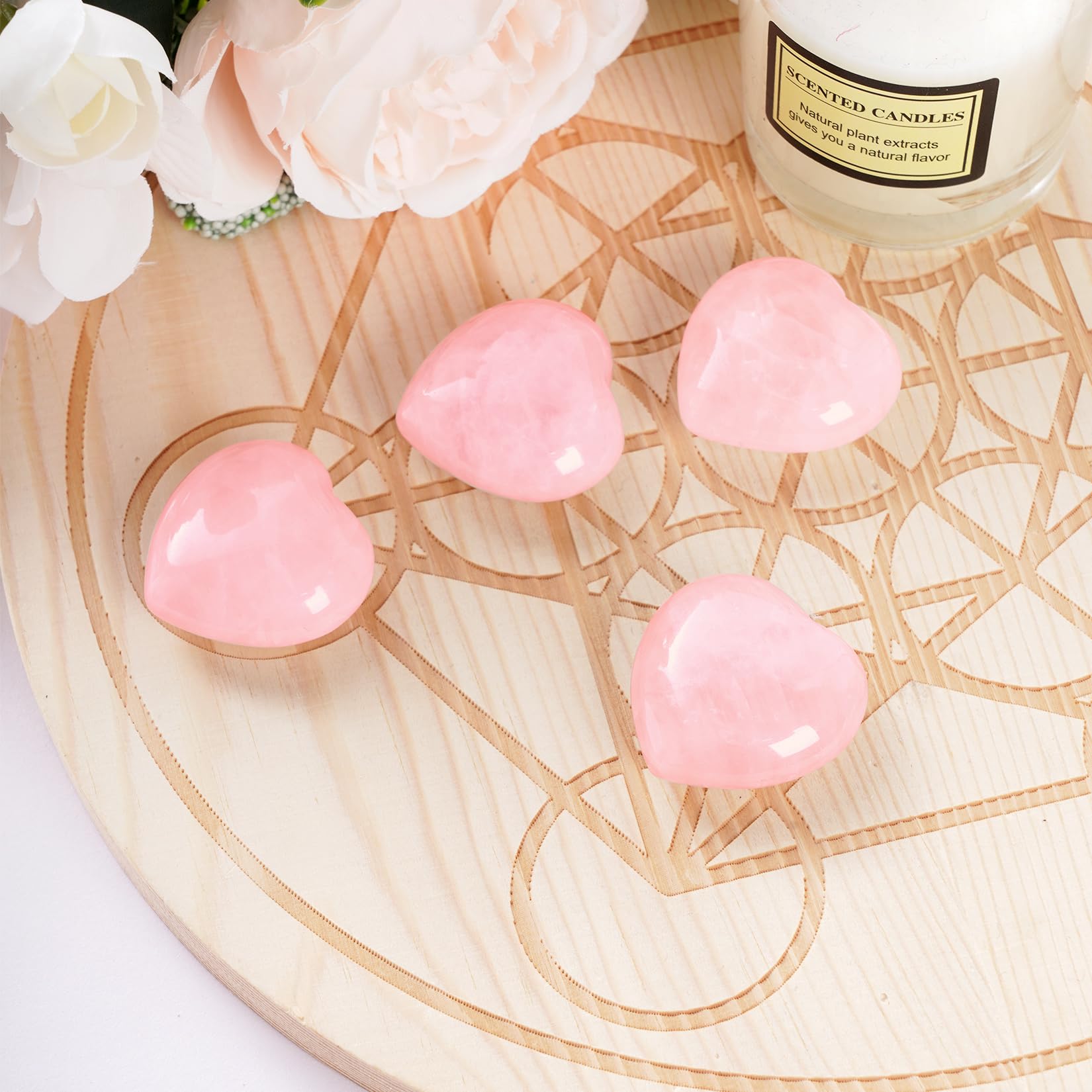 Marrywindix lot de 4 pierres roses, outil polyvalent pour méditation et décor