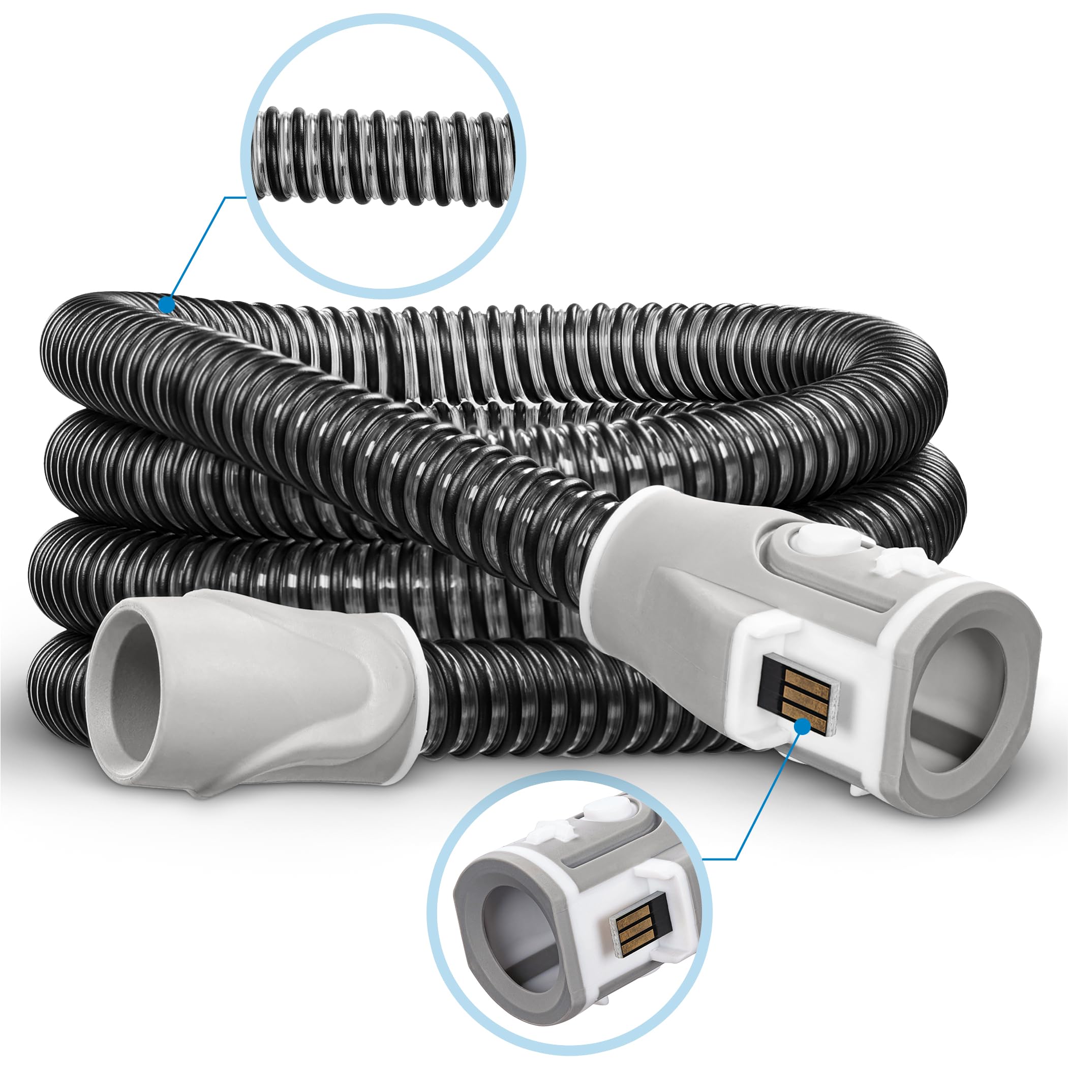 Connexion facile du tuyau Mars Wellness avec AirSense et AirCurve.