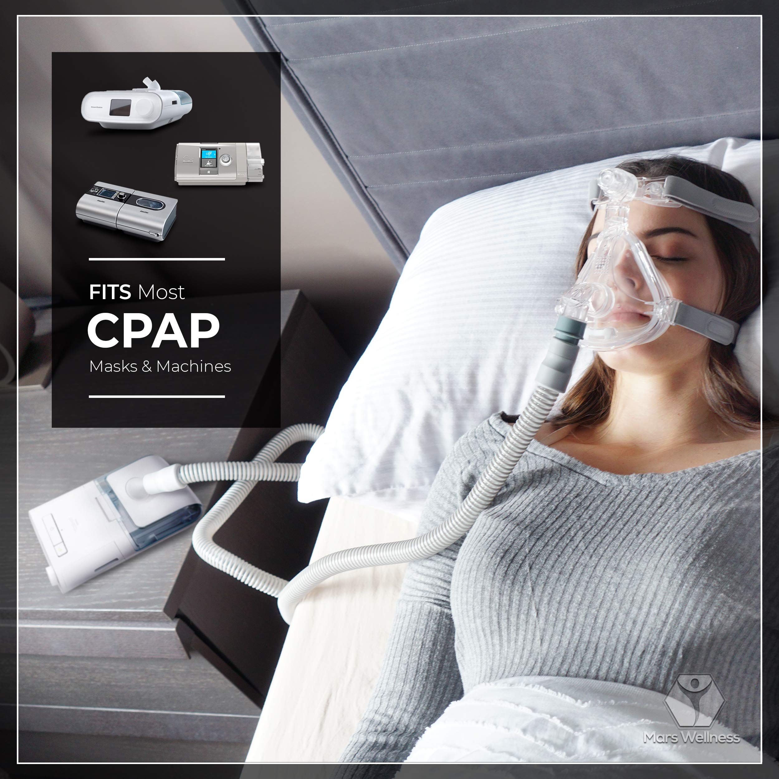 Connecteurs 22 mm du tuyau CPAP Mars Wellness pour une large compatibilité.
