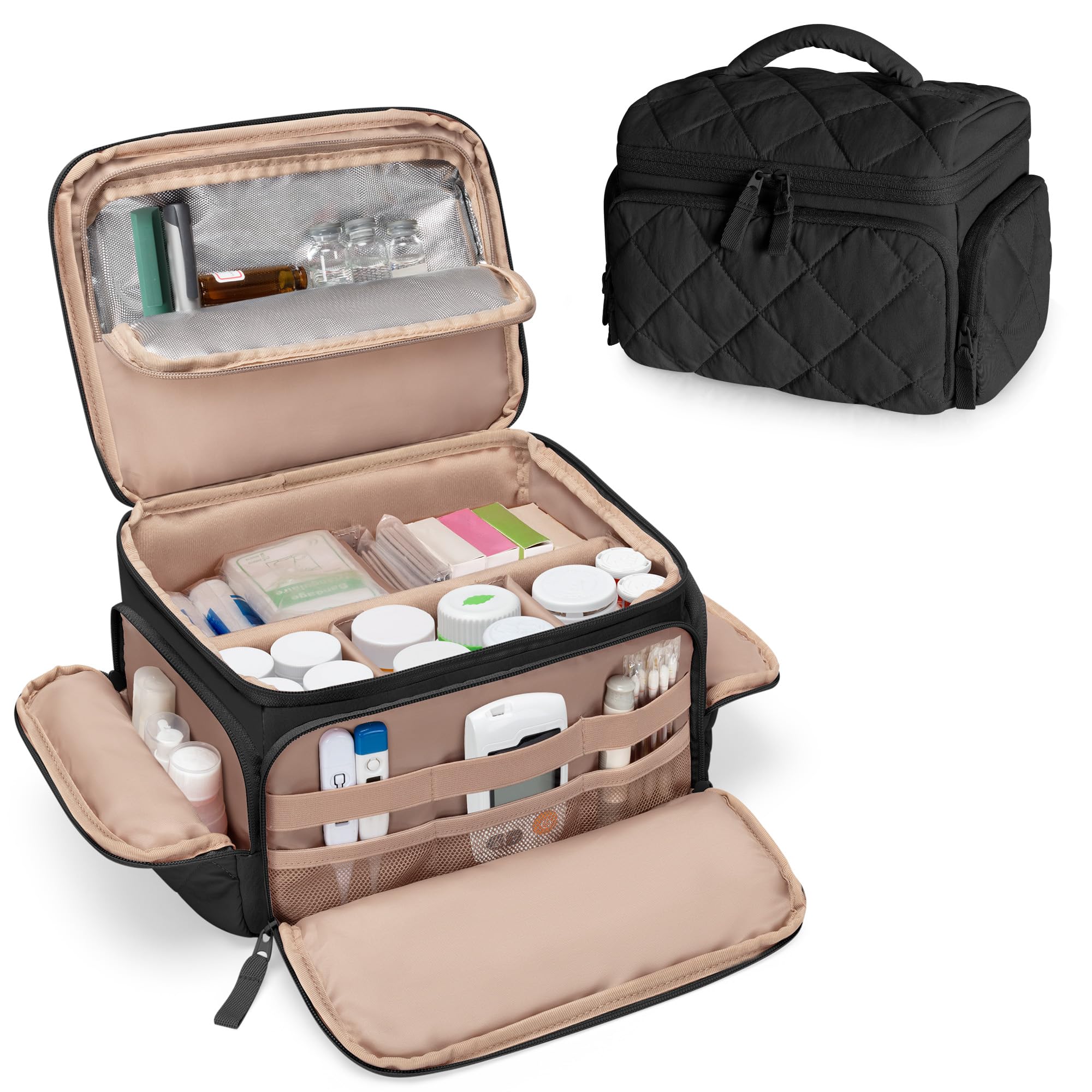 Marscamd sac rangement médicaments avec poignée rembourrée, pratique pour le voyage.