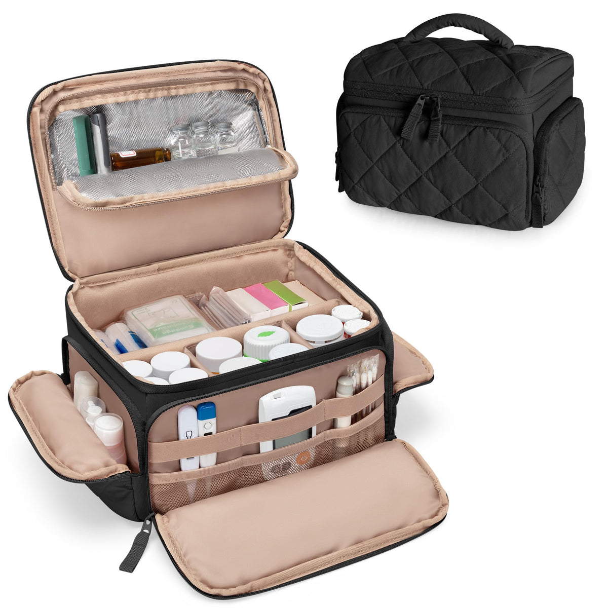 Marscamd sac rangement médicaments avec poignée rembourrée, pratique pour le voyage.