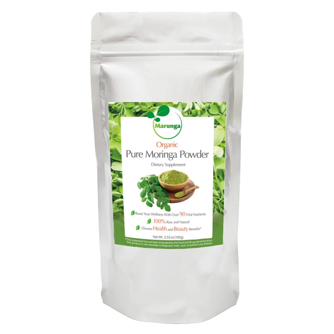 Marunga Poudre de Moringa, emballage hermétique, pour préserver fraîcheur et arôme.