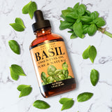 Mary Tylor Naturals huile basilic — goutteur-verre ambré facilite le dosage précis.