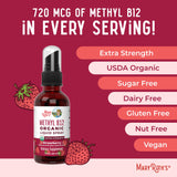 MaryRuth's B12 spray – emballage recyclable et sans allergènes courants.