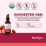 MaryRuth's B12 spray – dose simple avec deux pulvérisations recommandées.