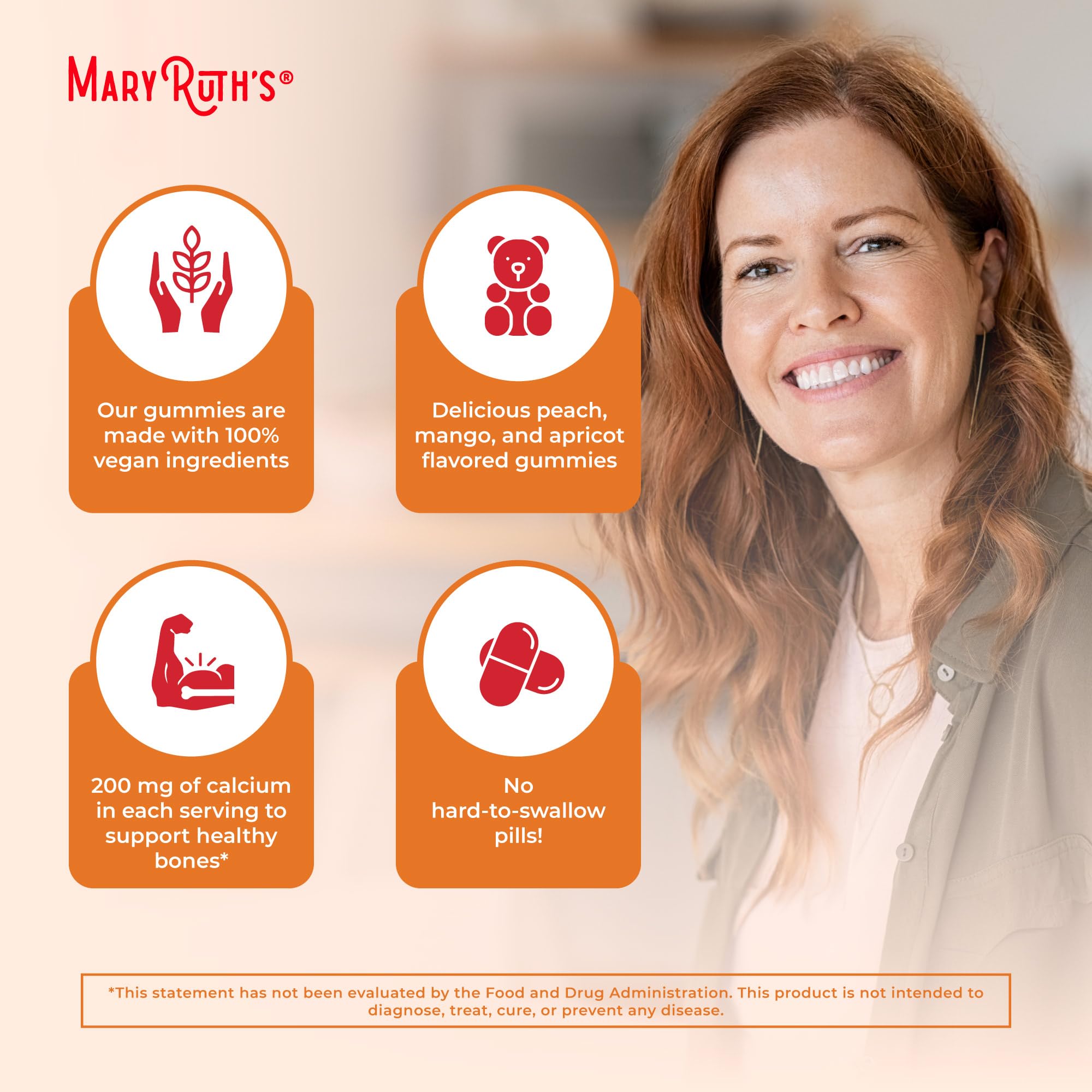 Sans gluten, MaryRuth's Calcium Gummies conviennent aux intolérances.