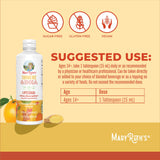 Verre avec MaryRuth's Curcuma-DHA prêt à consommer.