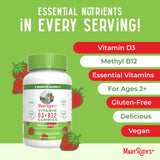 Bouteille MaryRuth's D3+B12, 60 portions, prise simple une fois par jour.