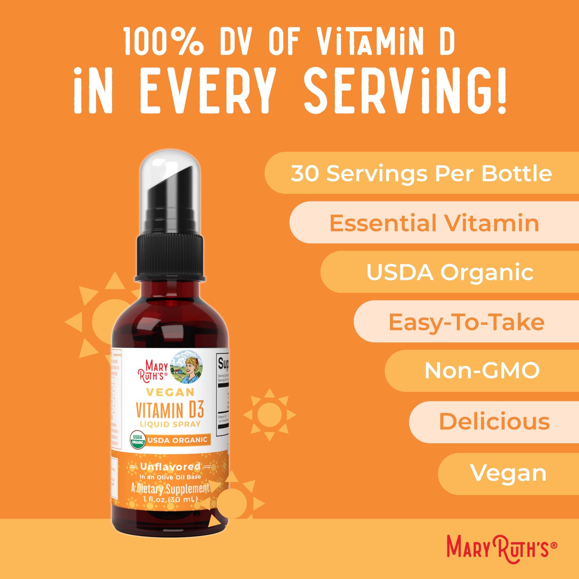 MaryRuth's D3 certifications bio et végan – produit transparent et responsable