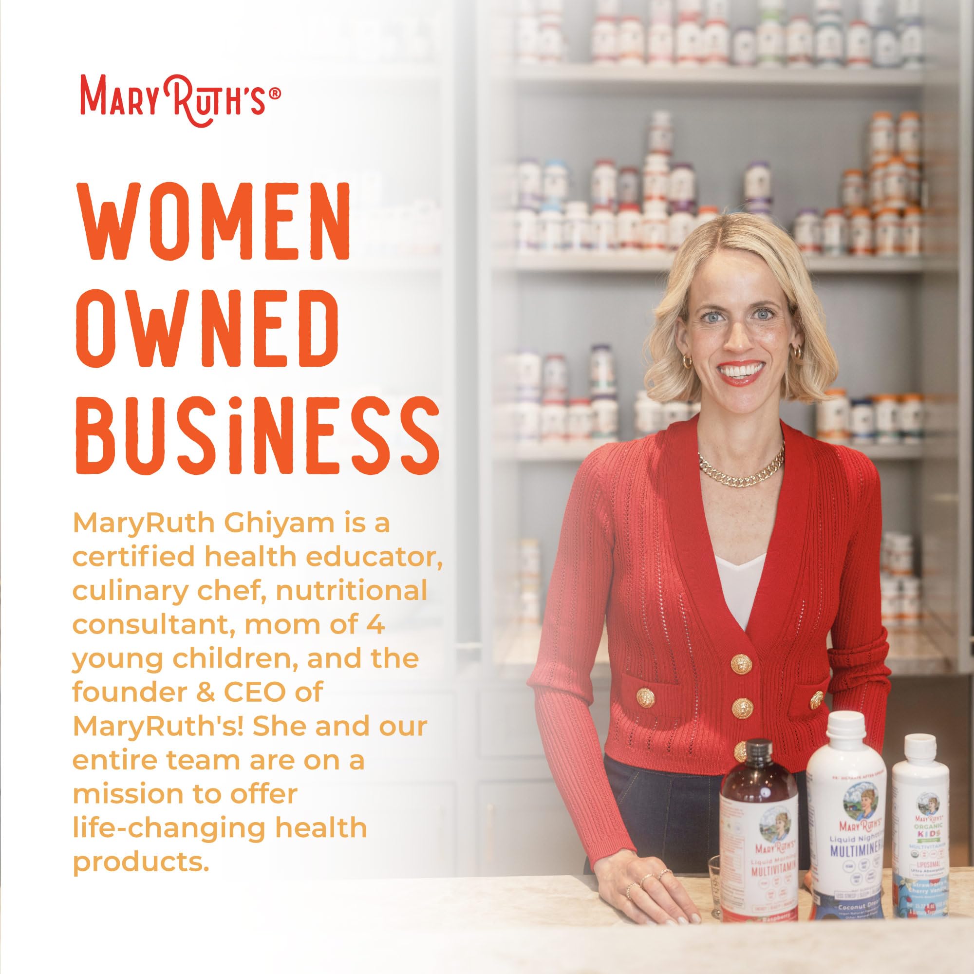 MaryRuth's D3 pour enfants — facile à diluer dans nourriture ou boisson.