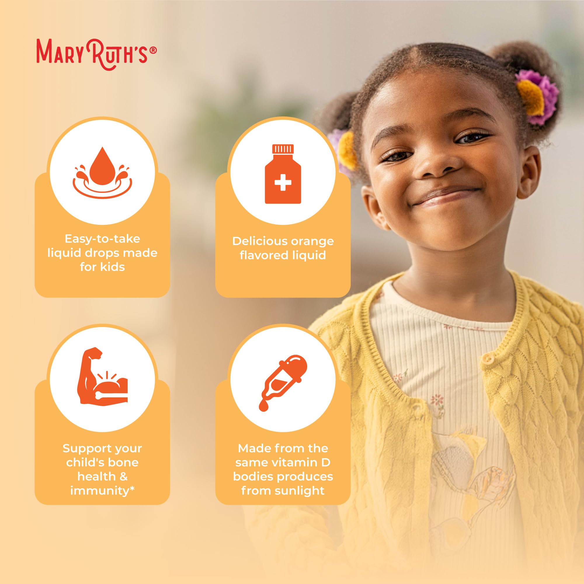 Ingrédients MaryRuth's D3 pour enfants à base d'olive et D3.