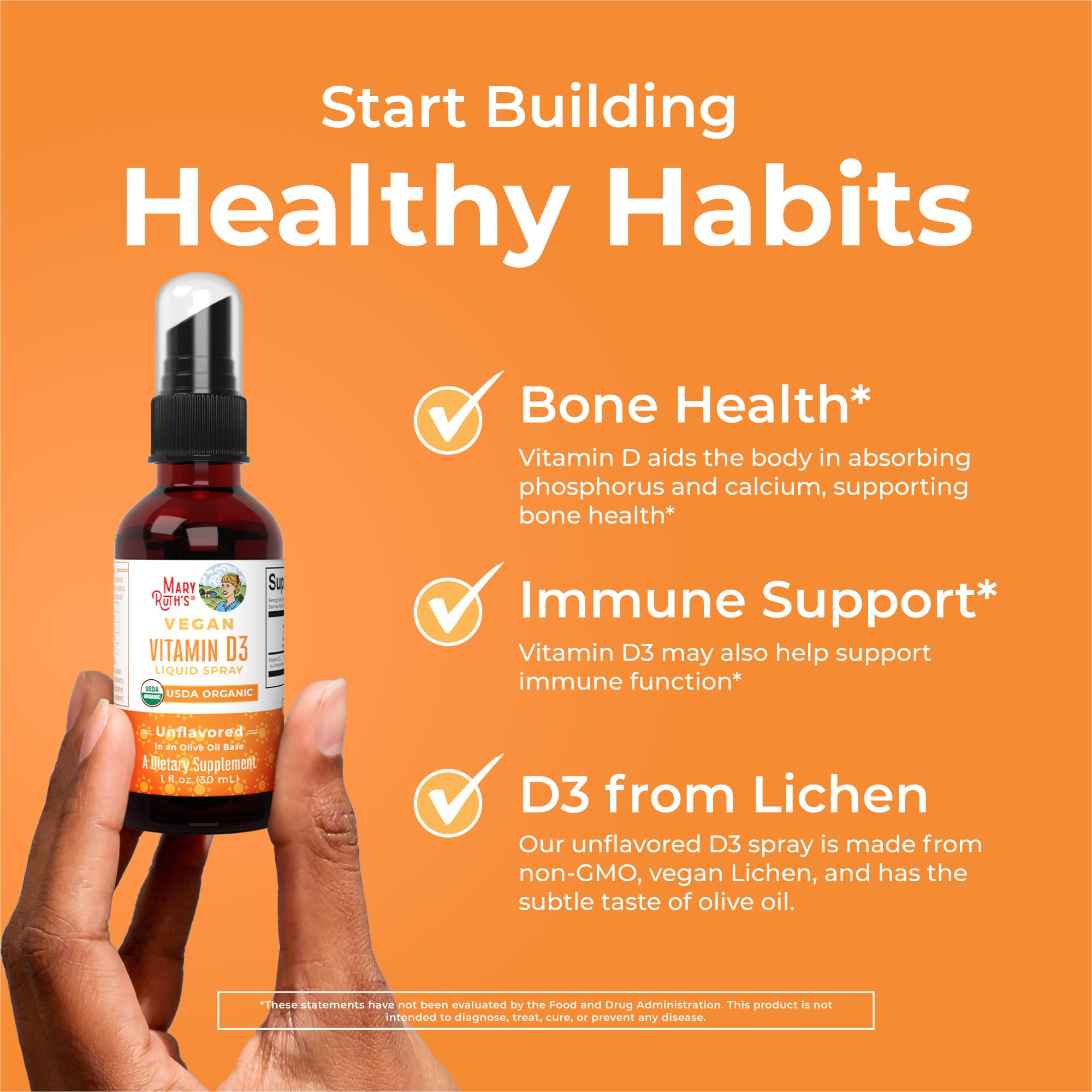 MaryRuth's D3 usage quotidien adultes – format spray pour routine simple