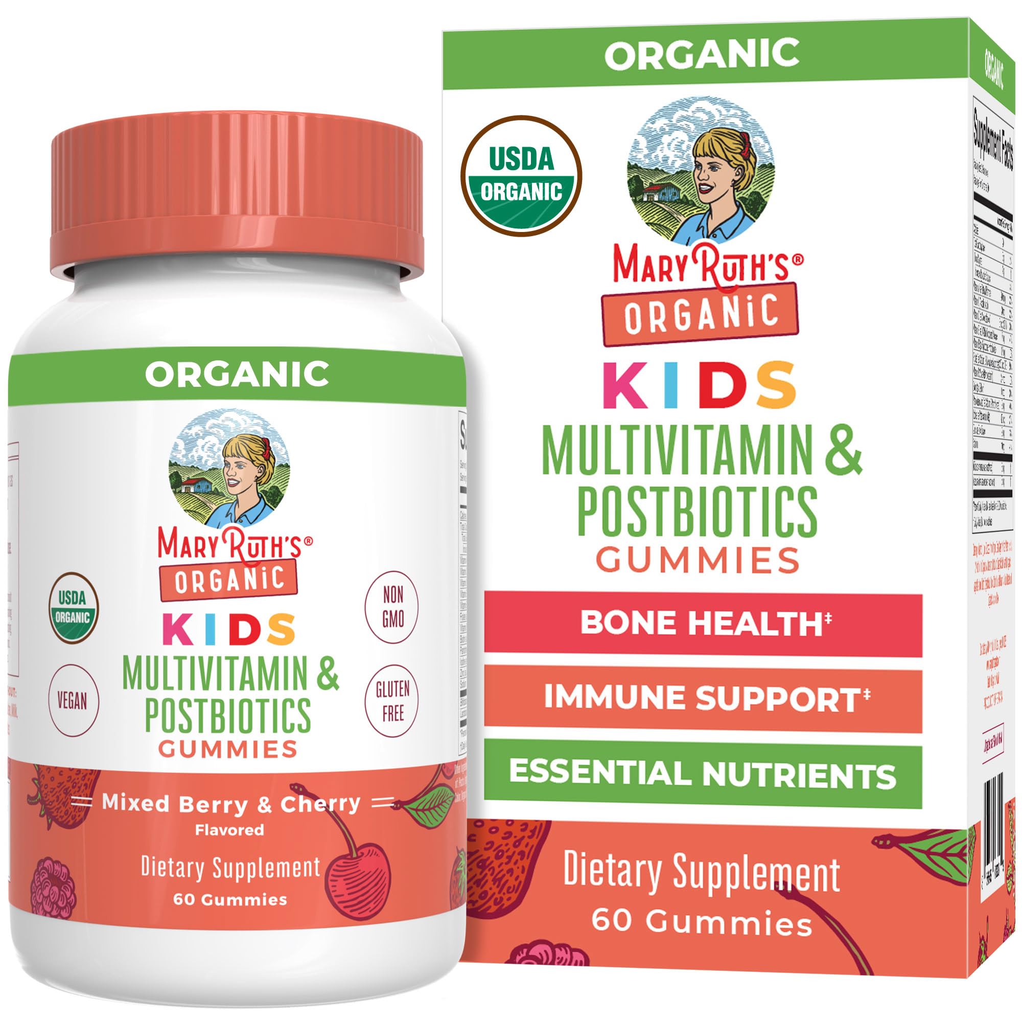 MaryRuth s gommes enfants saveur cerise avec postbiotiques pour le quotidien
