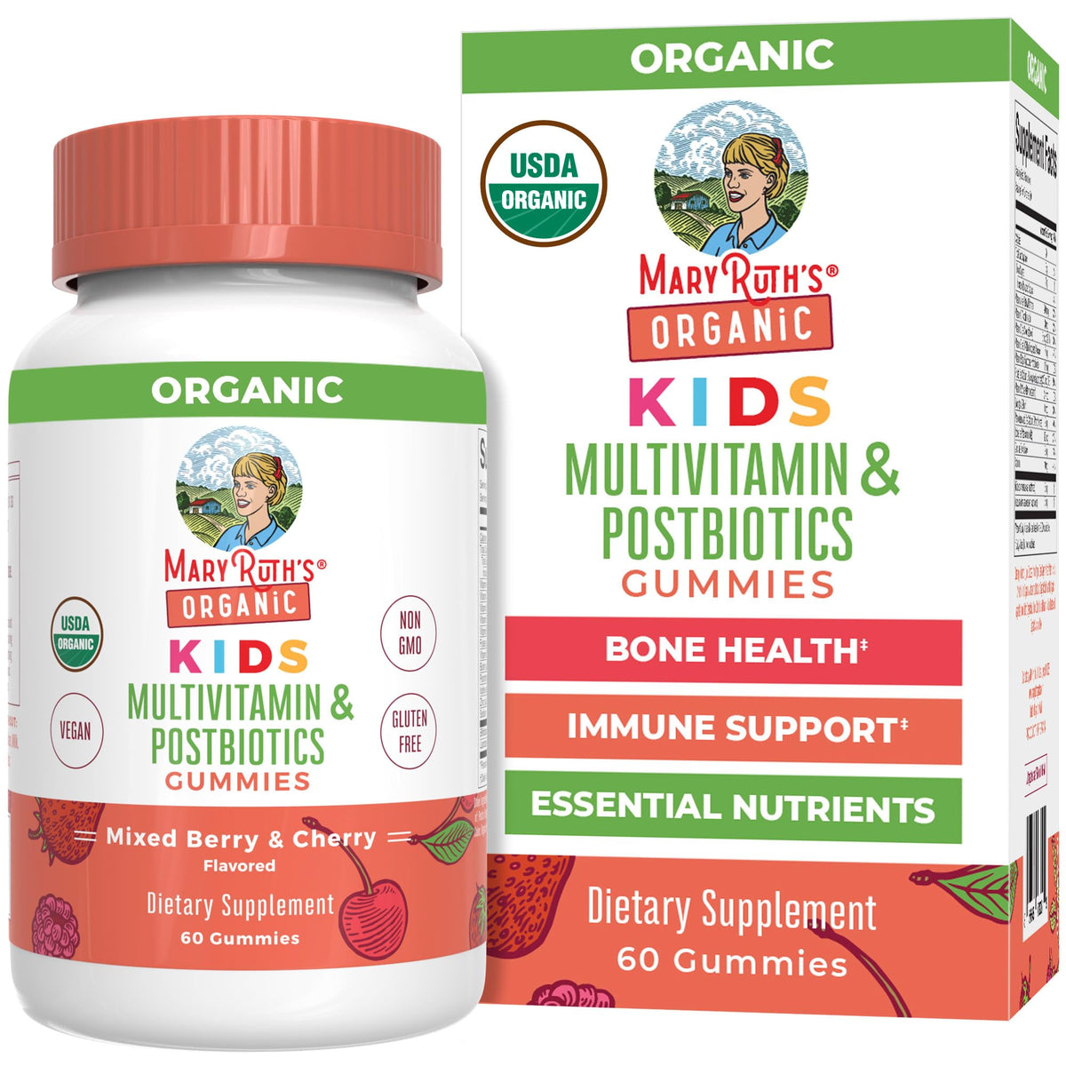 MaryRuth s gommes enfants saveur cerise avec postbiotiques pour le quotidien